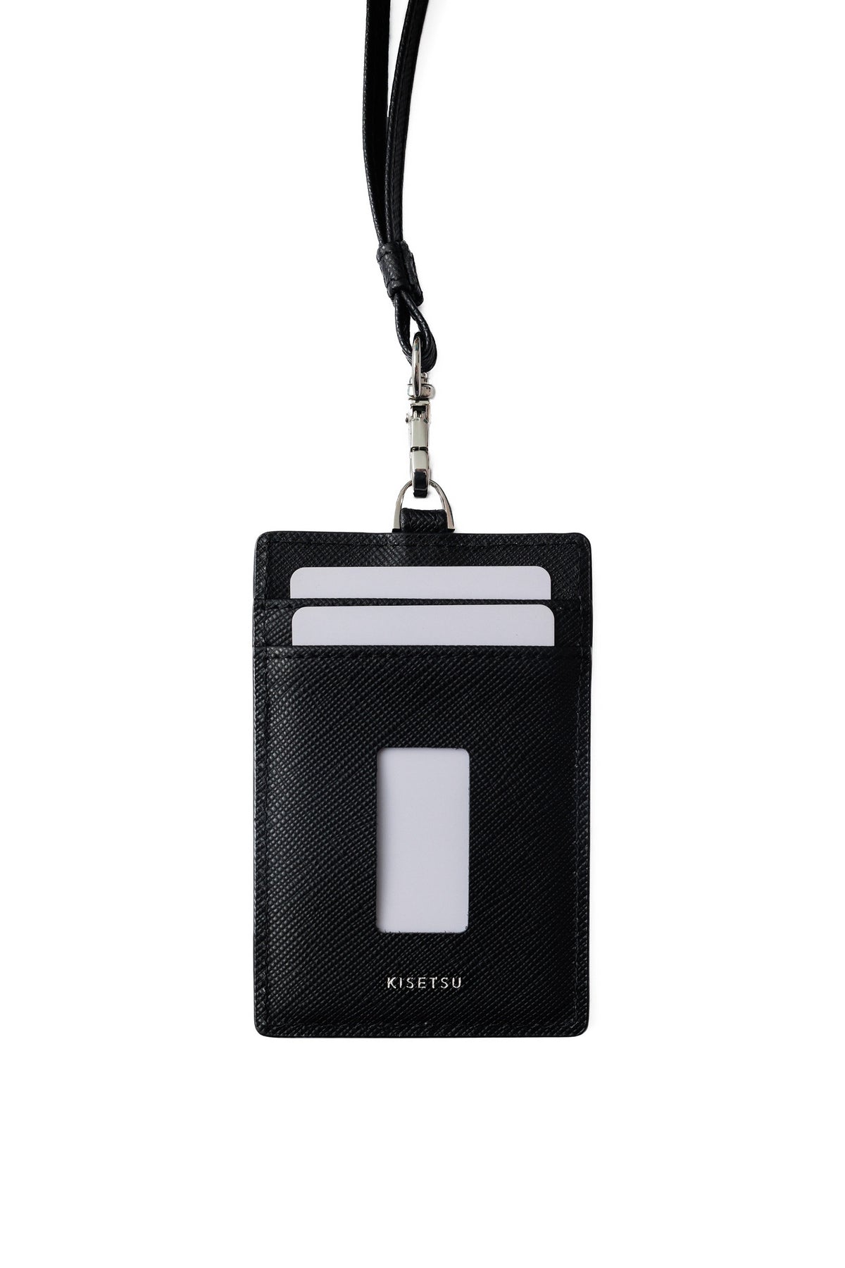 Haru RFID Badge Holder with Lanyard - Saffiano Leather
