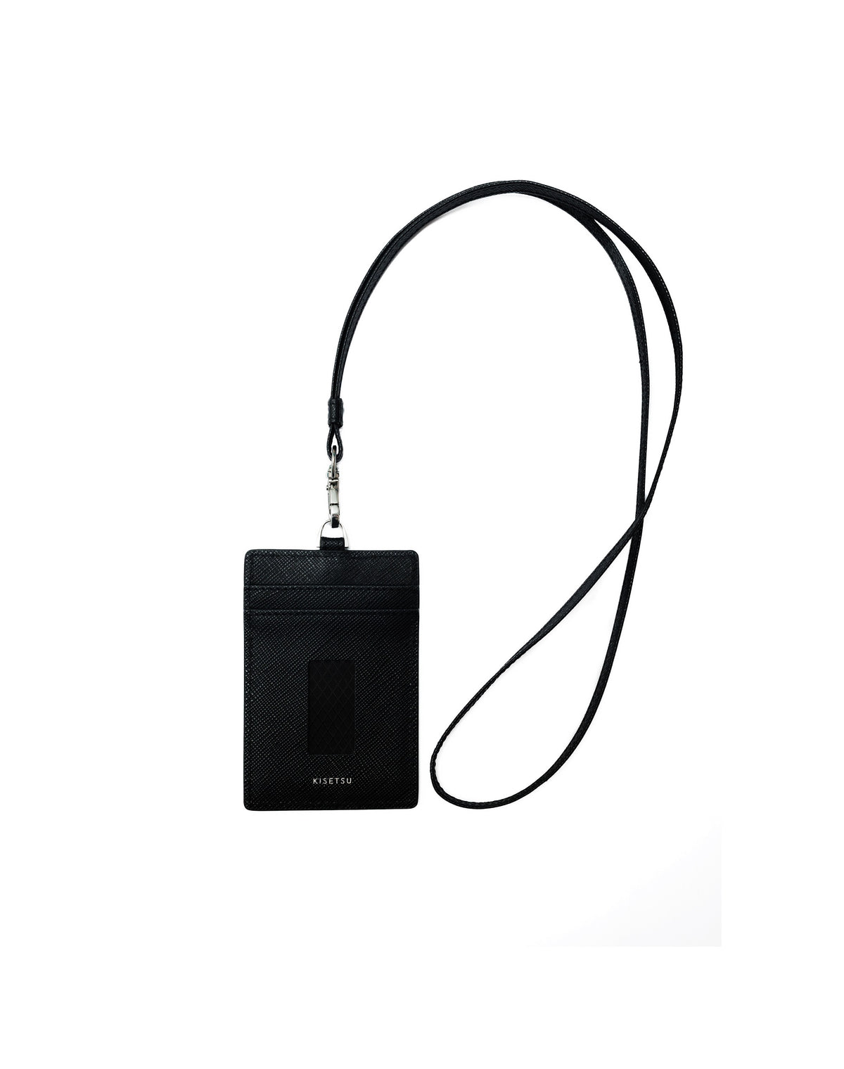 Haru RFID Badge Holder with Lanyard - Saffiano Leather